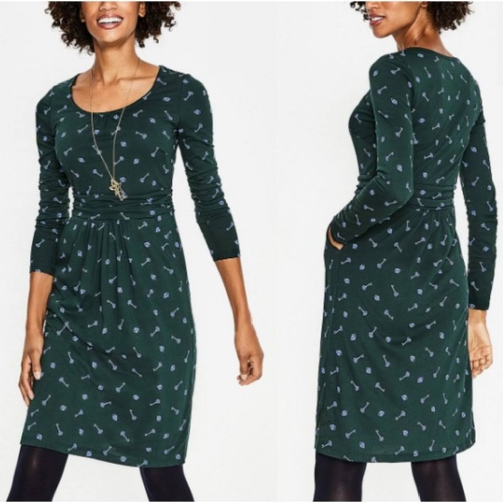Boden - Green Lock and Key 🔐 Print Mabel Jersey Dress - Size 6